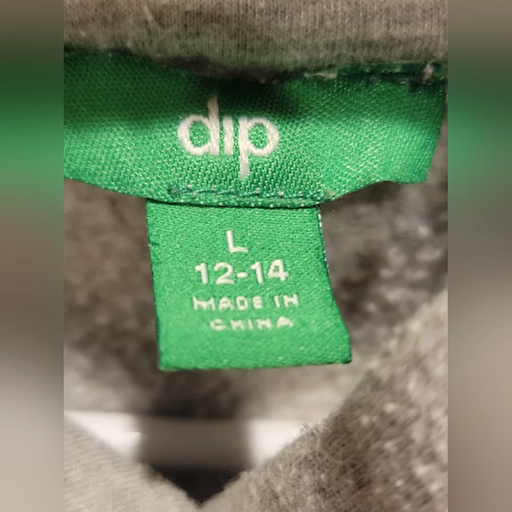 Girls Dip Brand OK NO Polka Dot Gray Hoodie. Size L 12-14
